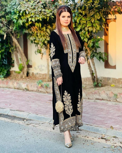 Designer Black Color Salwar Suit Top Pent Set