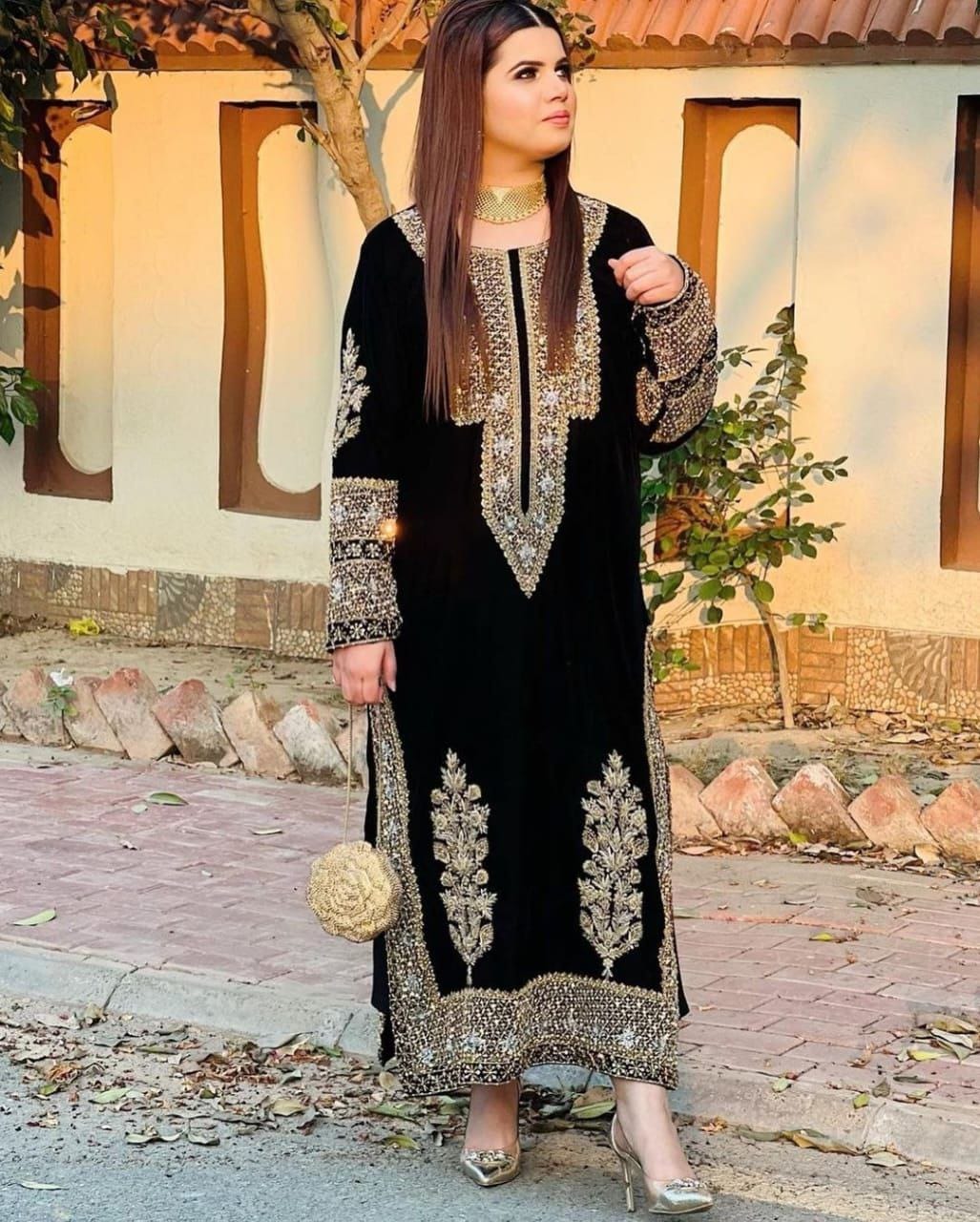 Designer Black Color Salwar Suit Top Pent Set