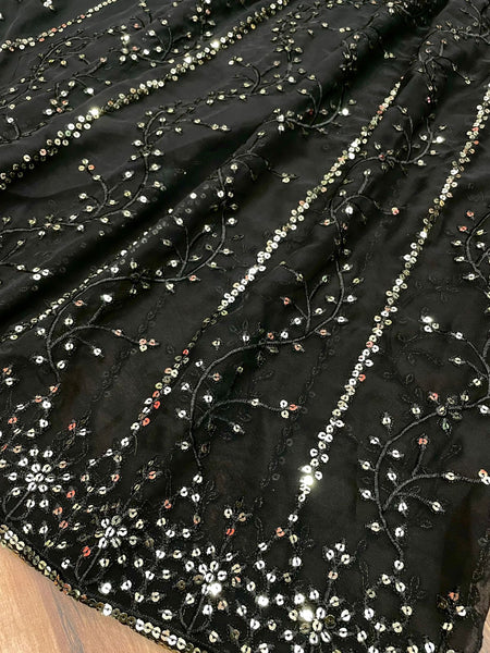 Black Sharara Plazo Georgette Embroidery Suit