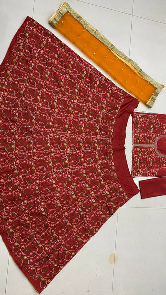 Red Embroidery Lehenga For Women