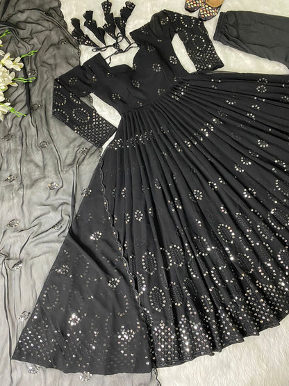 Black Latest Anarkali Suit With Dupatta For Women