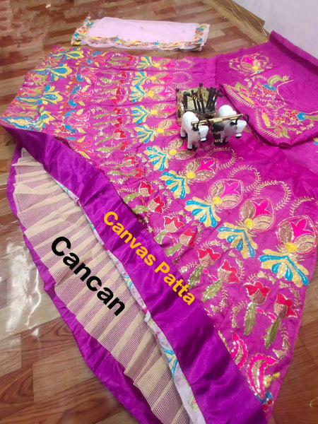 Magenta Color Function Wear Mulbary silk embroidery lehenga choli