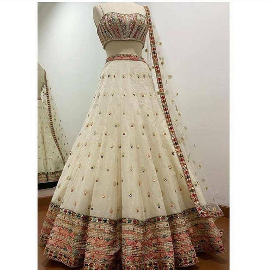 Cream Color Beautiful Designer Lehenga With Cancan