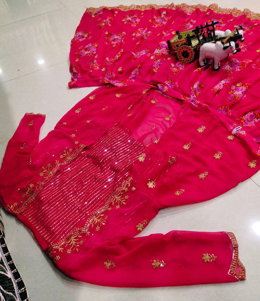 Pink Color Designer Embroidery work Party Wear Lehenga Choli with koti