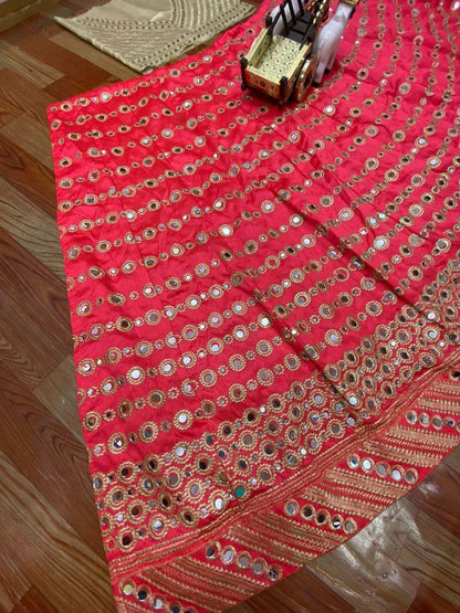 Pink Color Real Mirror Work Lehenga Choli for function wear