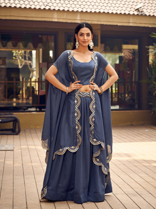Latest Full Stitched Grey Lehenga With Shurg For women