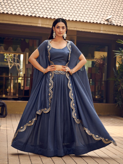 Latest Full Stitched Grey Lehenga With Shurg For women