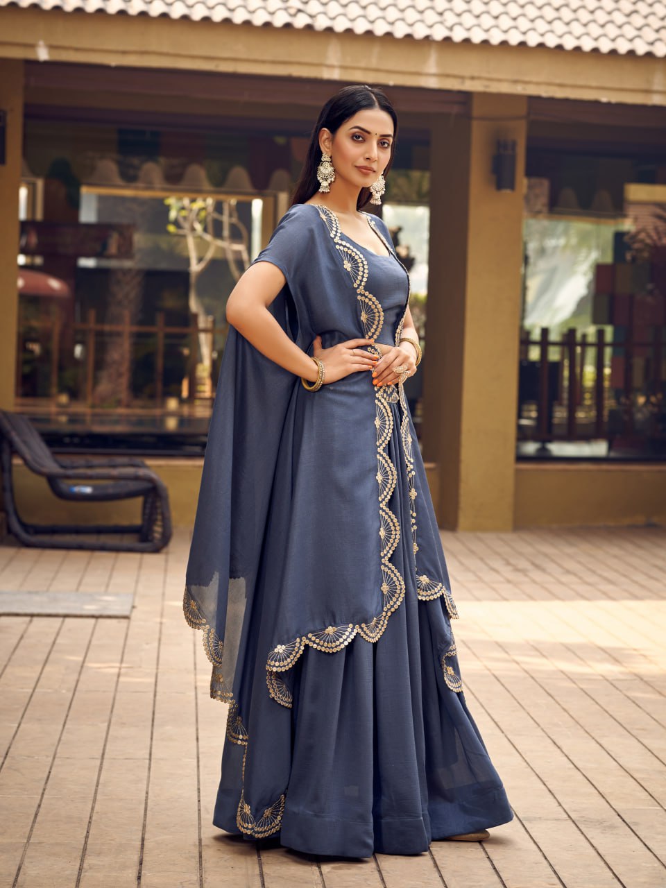 Latest Full Stitched Grey Lehenga With Shurg For women