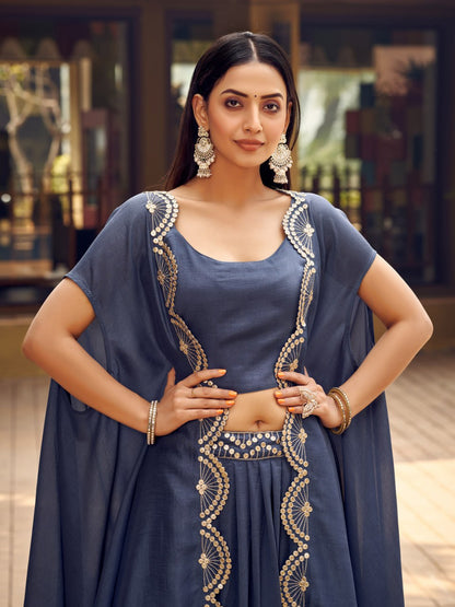 Latest Full Stitched Grey Lehenga With Shurg For women