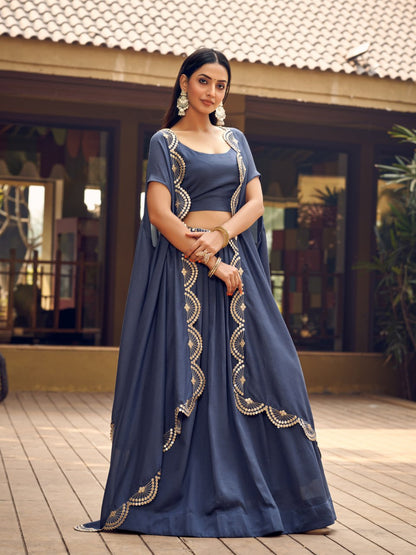 Latest Full Stitched Grey Lehenga With Shurg For women