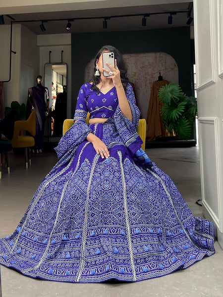 Navy Blue Color Premium Quality Bandhani Lehenga choli