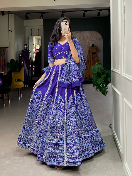 Navy Blue Color Premium Quality Bandhani Lehenga choli