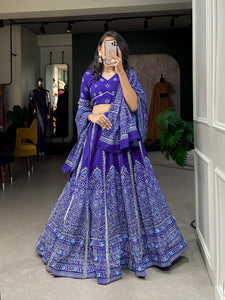 Navy Blue Color Premium Quality Bandhani Lehenga choli