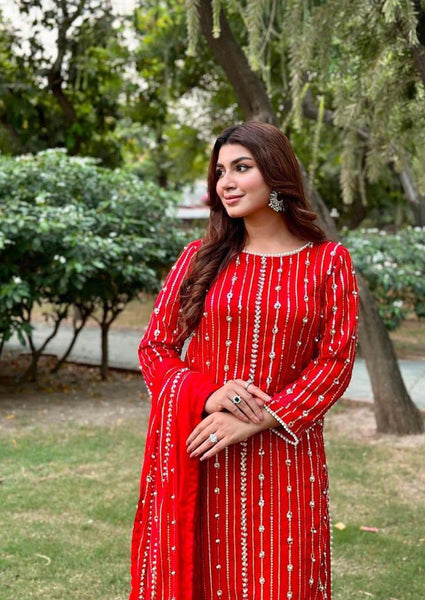 Latest Embroidery Georgette Plazo Suit set for women