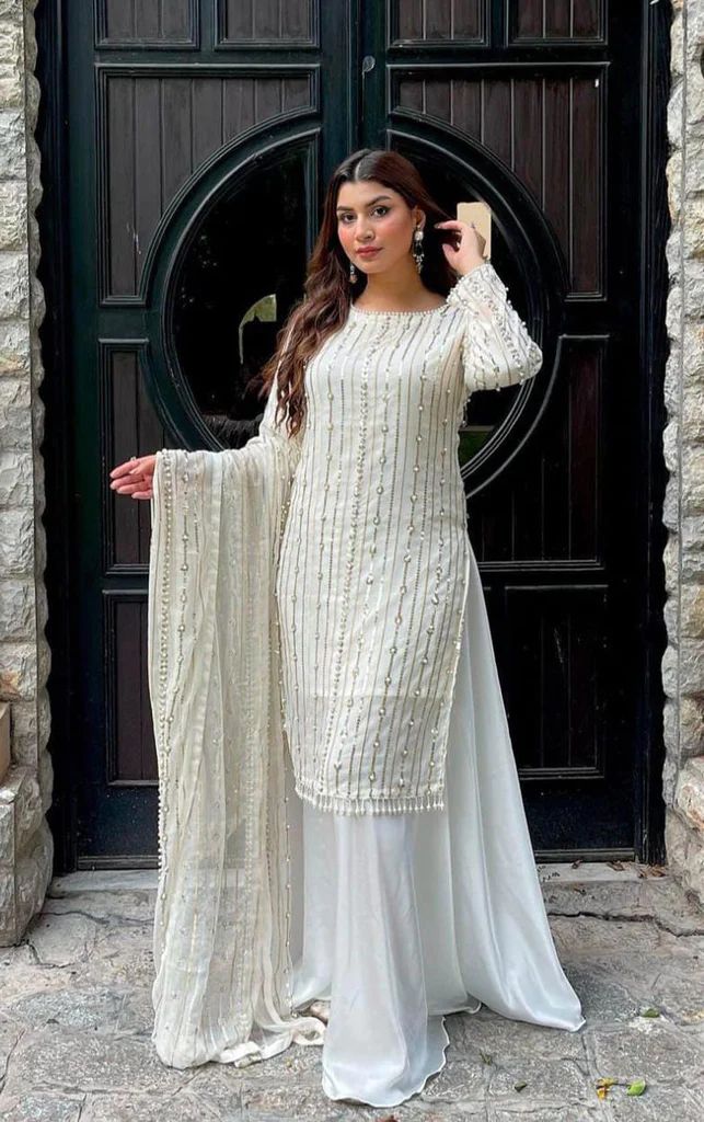 Latest Embroidery Georgette Plazo Suit set for women