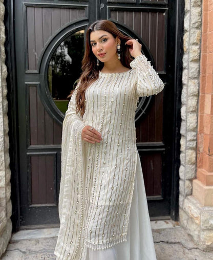 Latest Embroidery Georgette Plazo Suit set for women
