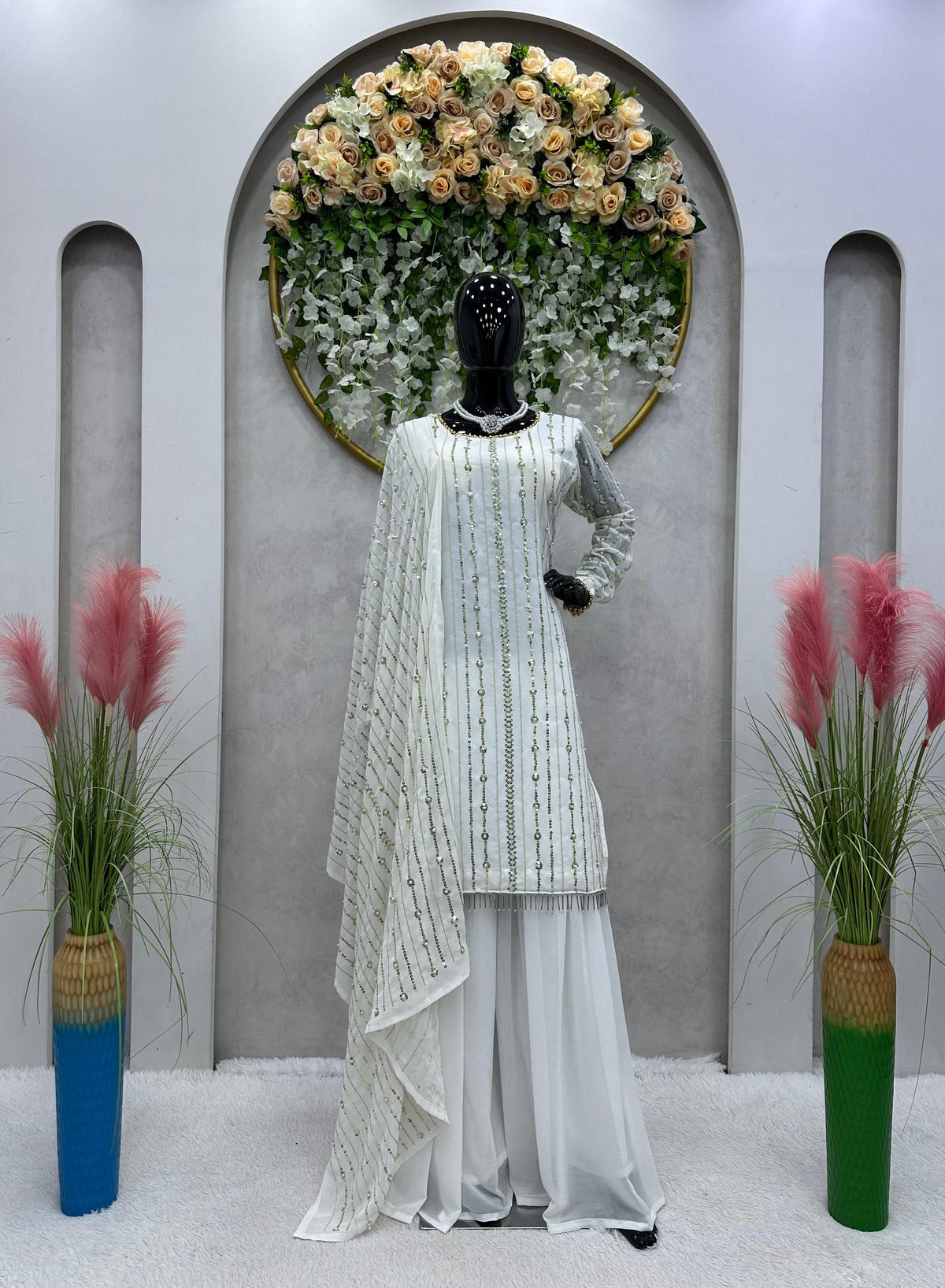 Latest Embroidery Georgette Plazo Suit set for women