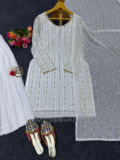 Latest Embroidery Georgette Plazo Suit set for women
