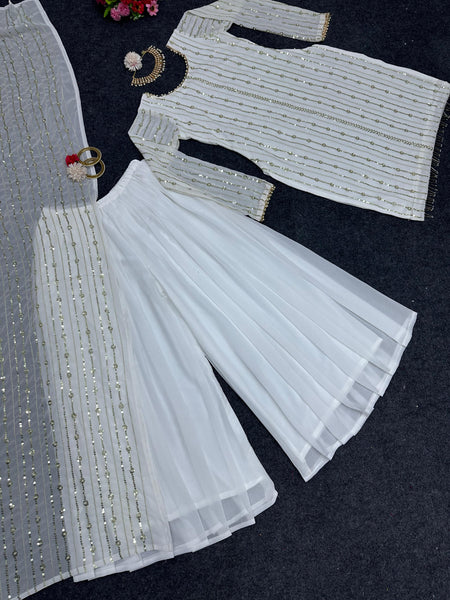 Latest Embroidery Georgette Plazo Suit set for women