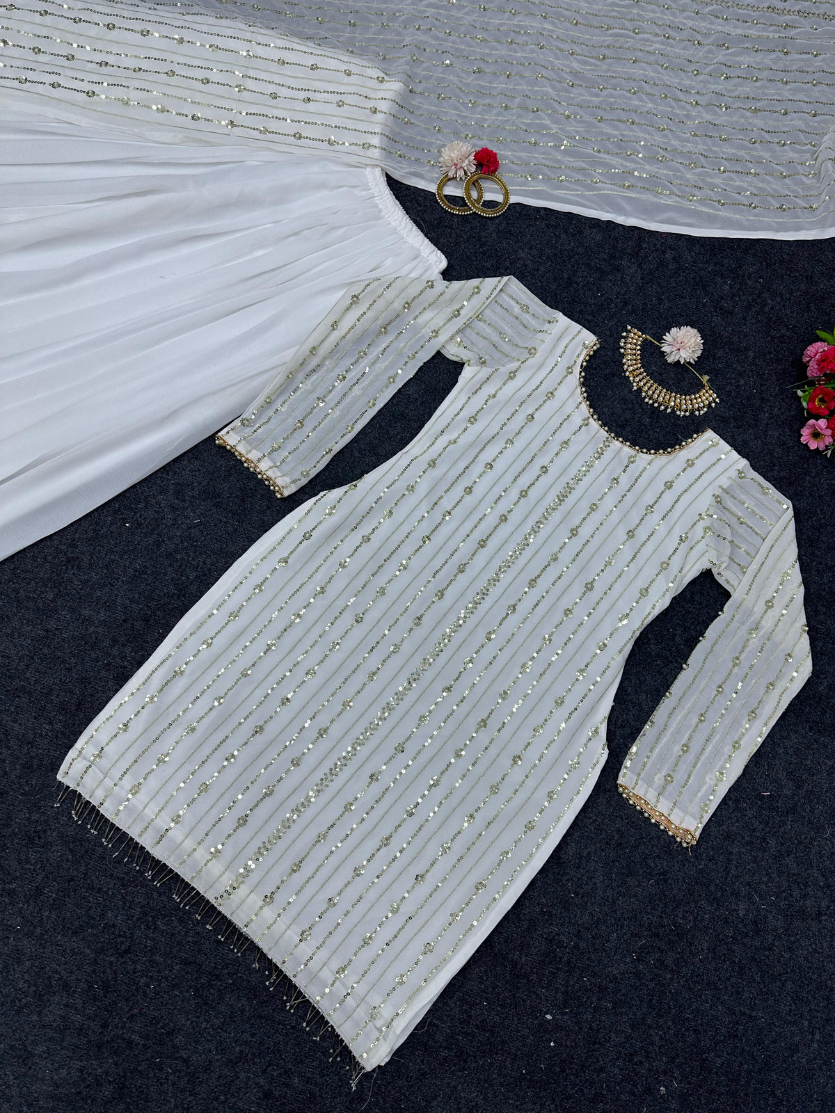 Latest Embroidery Georgette Plazo Suit set for women