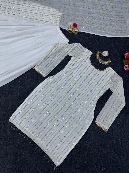 Latest Embroidery Georgette Plazo Suit set for women