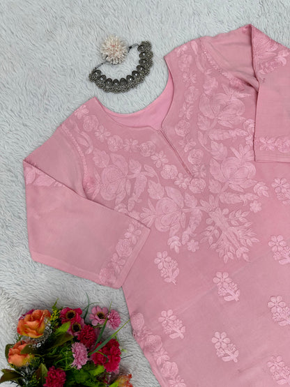 Rayon Best Quality Long Stitched Kurti Plazzo Set For women