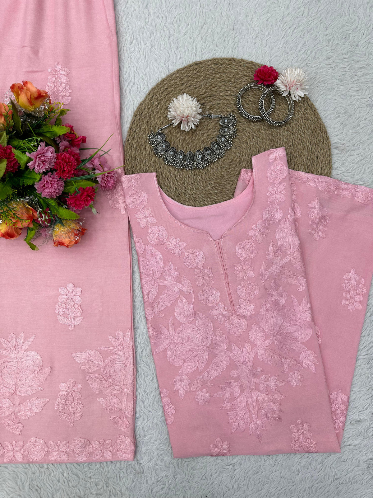 Rayon Best Quality Long Stitched Kurti Plazzo Set For women