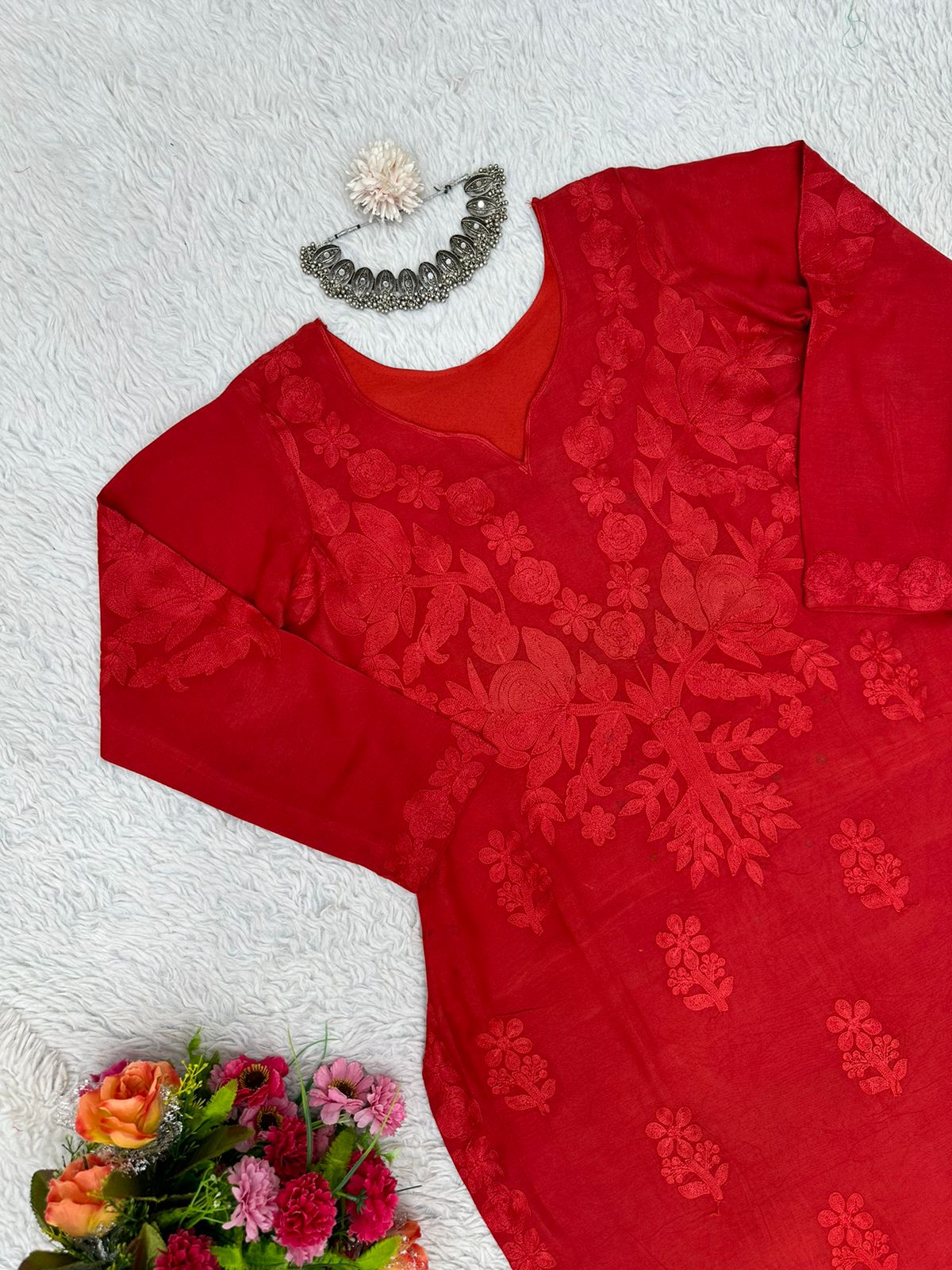 Rayon Best Quality Long Stitched Kurti Plazzo Set For women