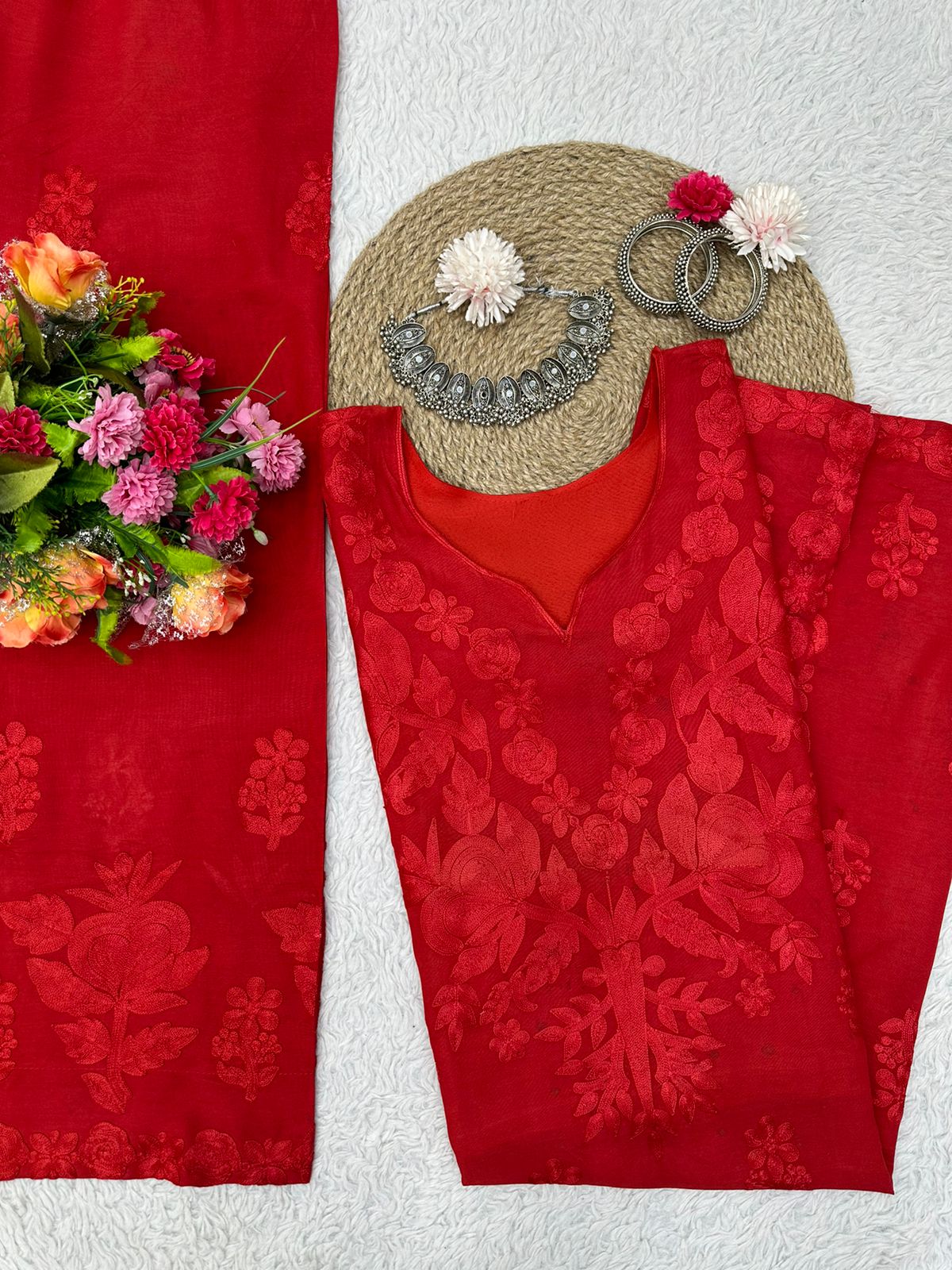 Rayon Best Quality Long Stitched Kurti Plazzo Set For women