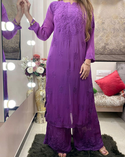 Rayon Best Quality Long Stitched Kurti Plazzo Set For women