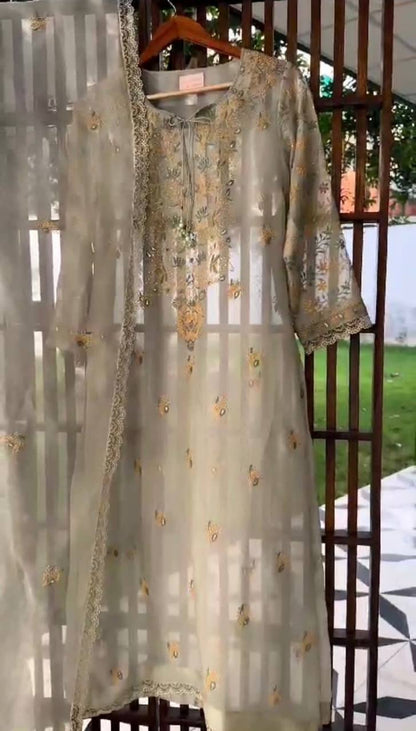 Stunning Mehendi Green Color Sequence Work Tibby Silk Salwar Suit