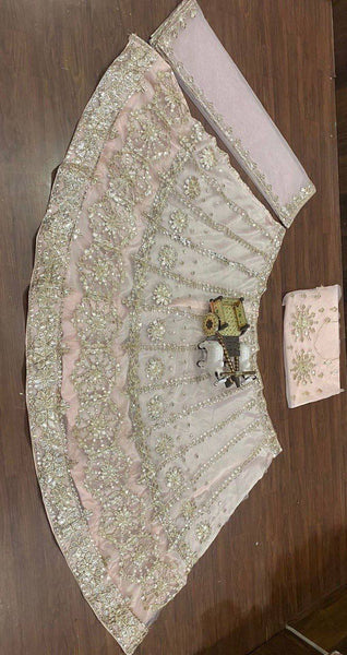 Soft Mono Net Embroidered Foil Mirror work 12 Kali lehenga choli