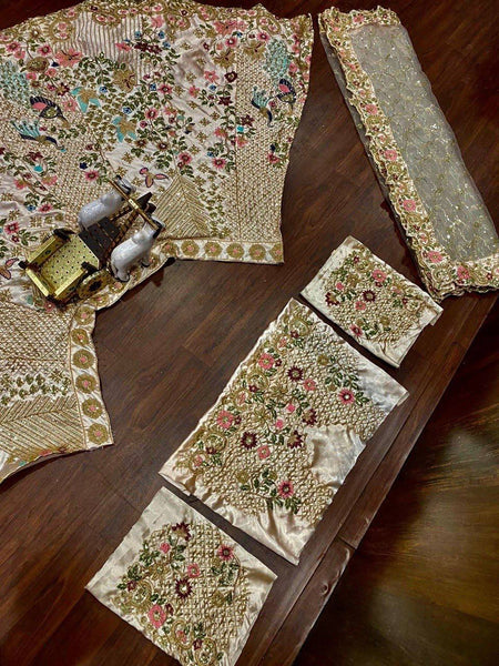 Latest 3.5 Meter Flare Japan Satin Silk Embroidery Sequins work Lehenga