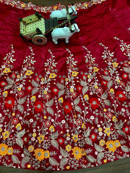 Mono Satin Silk Embroidery work 12 Kali around 3 meter flare Lehenga with Cancan & Canvas Patta Lehenga Choli