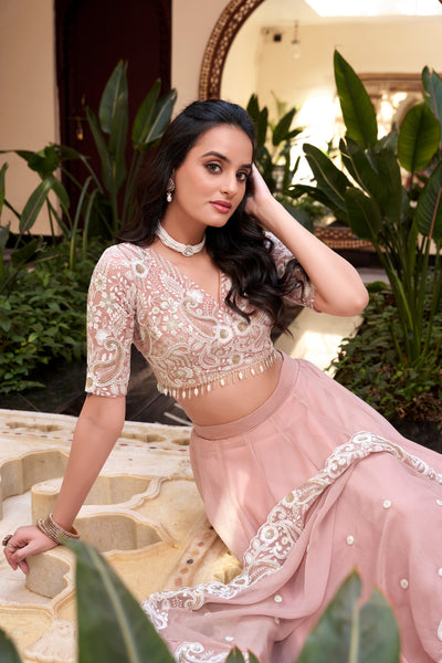 Latest Peach Color Weone Silk Sequence Lehenga Choli