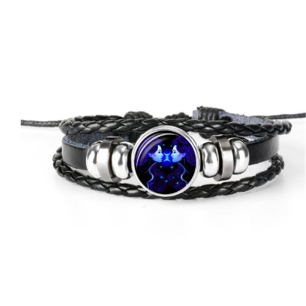 12 Zodiac Constellation Bracelet Luminous Braided Design Bracelet For Men Women Kids