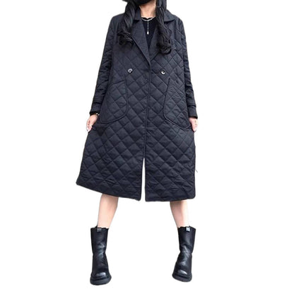 New Padded Quilted Diamond-pattern Cotton Coat