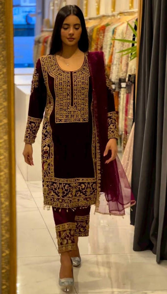 Velvet traditional Salwar suit dress for women