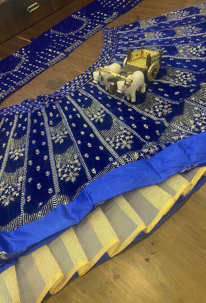 Latest Velvet 3.7 Meter Flair Embroidery wedding wear lehenga
