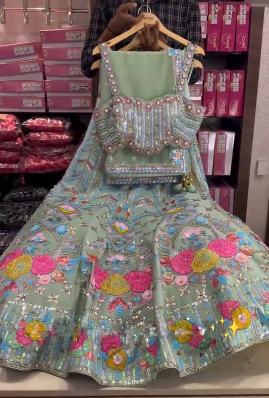 Grey Satin High Quality Lehenga Choli For Women
