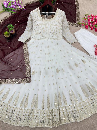 Long Anarkali Gown With Dupatta Set