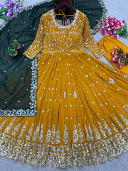 Long Anarkali Gown With Dupatta Set