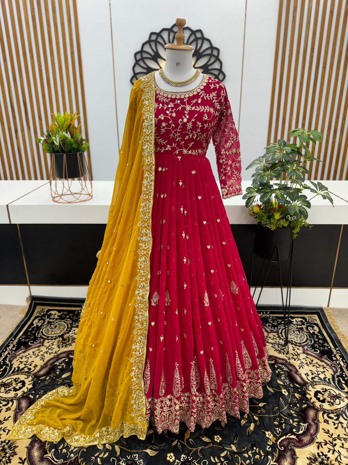 Long Anarkali Gown With Dupatta Set