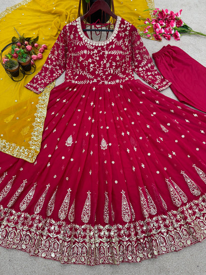 Long Anarkali Gown With Dupatta Set