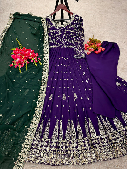 Long Anarkali Gown With Dupatta Set