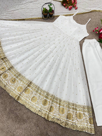 White Anarkali Dress for women