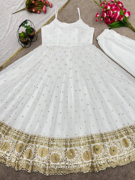 White Anarkali Dress for women