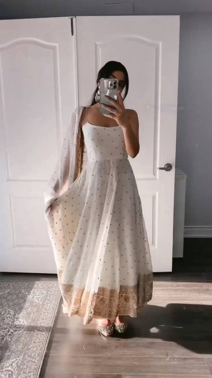 Beautiful White Anarkali Suit for women