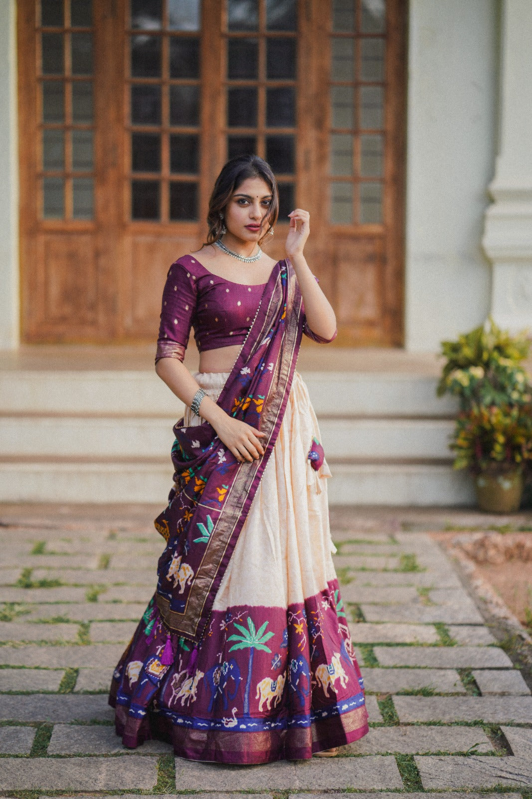 Dola Silk Fabric With Patola Print And Foil Work Lehenga Choli For Womens And Girls