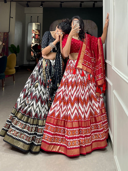 tusser silk lehenga with a foil print